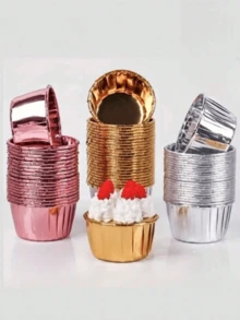 50pcs/Set Round Paper Cupcake And Muffin Baking Cups, 9 Assorted Colors, Make Baking Easier, Heat-Resistant Oil-Proof Aluminum Foil Baking Cups, Suitable For Weddings, Parties, Valentine's Day, Christmas, Halloween, Easter, Thanksgiving, Holiday Baking Supplies, Decorative Cupcake Liners. - Brown - View 6