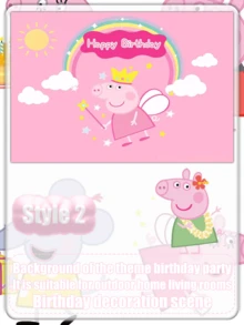 Peppa Pig Cenário de decoração com tema de desenho animado para o pano de Bottom do banner de aniversário - Multicolorido - Visão 6