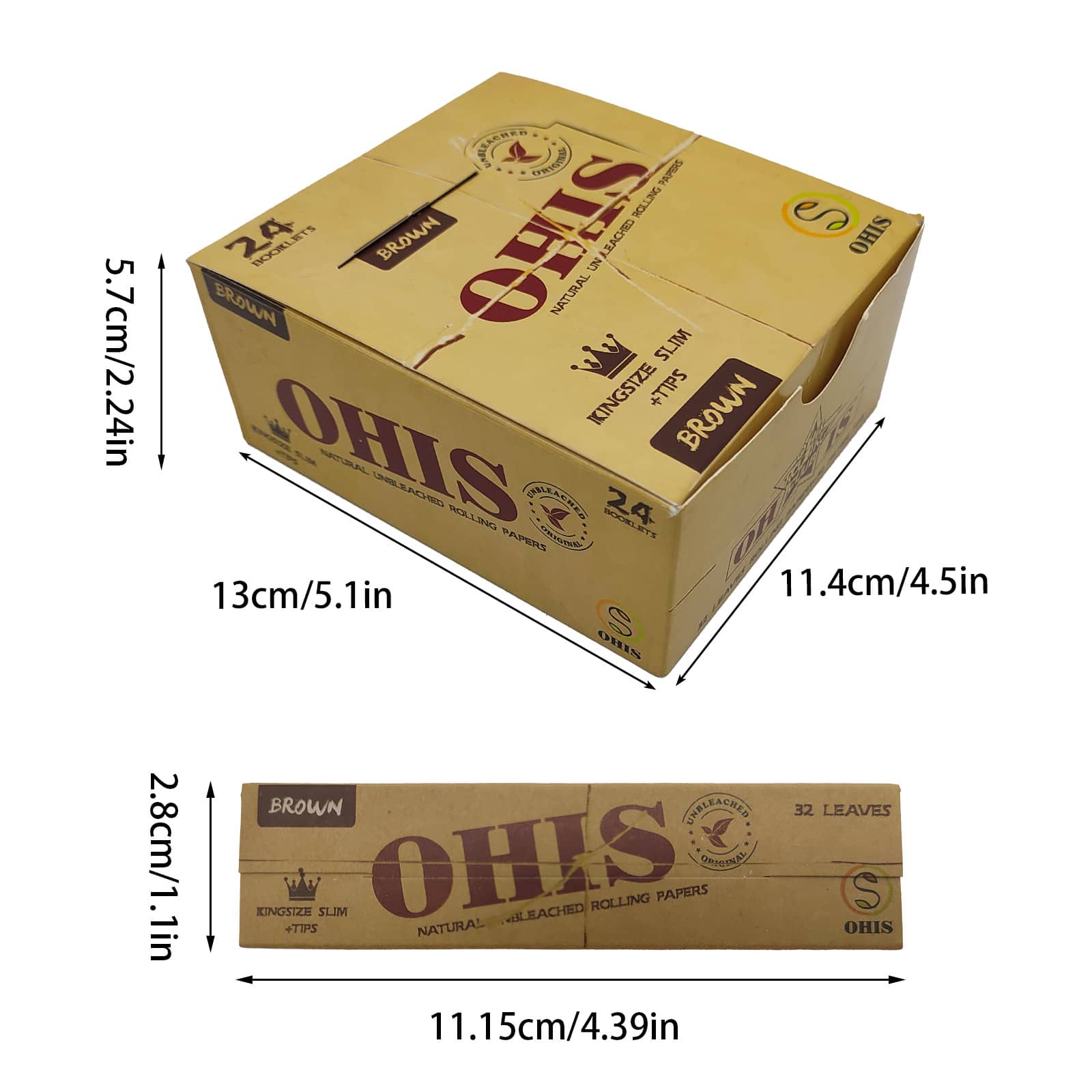 OHIS-768 张/24 册/32 张卷烟纸 + 32 个滤嘴 - 卷烟纸，108*44 毫米卷烟纸 - 真彩，100% 原生纸浆未漂白卷烟纸 - 天然阿拉伯树胶卷烟纸 - 44*78 毫米真彩卷烟纸 - 经典超薄卷烟纸，燃烧顺畅。
