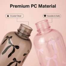 BENNY 750毫升（25盎司）3D蝴蝶结造型水瓶，蝴蝶结装饰水瓶，渐变哑光塑料户外运动水瓶，防滑防漏设计，适合健身、沙漠旅行、热带主题等场合，创意便携运动水杯，黑粉色时尚水瓶，也适合办公使用。 - 多色2 - 查看 2