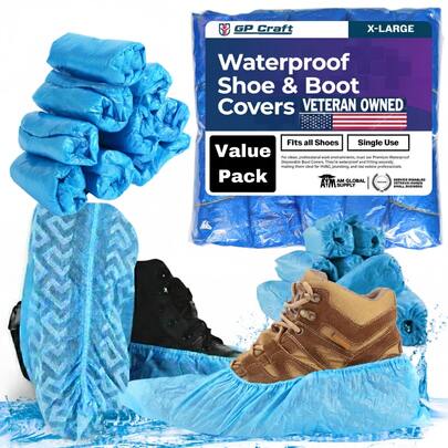 Waterproof Shoe Covers 100Pcs 50 Pair Waterproof PE Textured Anti-Slip Shoe Covers Disposable Non-Slip Durable Indoor Protect Your Home Floors And Shoes