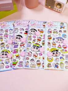 (Some Styles May Have Color Variations, Sent Randomly) 1pc Crayon Shin-Chan Relief Stickers, Cartoon Originality Children Reward Stickers, Fashion Delicate Personalized Decorative Stickers - Multicolor - View 7