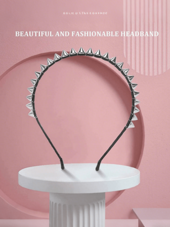 1 st. hårband med vassa spikar och nitar - lätt och flexibelt hårband med vassa spikar, halkfritt grepp för kvinnor, Halloween, jul, vardags- och festfrisyrer - hållbar plastkonstruktion för alla hårtyper, håraccessoarer, festliga huvudbonader, diadema, hårbåge