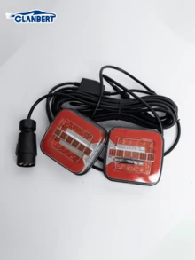 GLANBERT 1套拖车尾灯套件,7线束套件,带卡车侧灯条,红/黄/白透镜带反光片,12V高亮度拖车尾灯,转向信号警示灯,适用于拖车、卡车、房车 - 1拖2 - 查看 8
