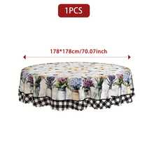 1pc/36pcs Lemon & Floral Pattern Wrinkle-Resistant Tablecloth, Embossed Edge, Rectangular/Round, Multiple Sizes, Polyester Fabric, Indoor Dining/Outdoor Party