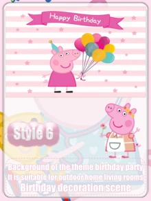 Peppa Pig Pano de Bottom com Tema de Porco Cartoon para Aniversário, Faixa de Bottom Feliz de Aniversário, Itens de Decoração para Festa de Aniversário - Multicolorido - Visão 14
