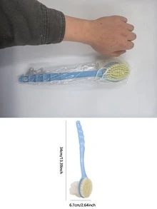 1支/2支双面沐浴刷（长柄，软毛） - 长柄沐浴刷，长柄强力去角质多功能清洁刷，适用于背部去角质和沐浴清洁，可放入化妆包、旅行洗漱包、旅行套装中 - 彩色 - 查看 5