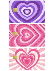 1张心形设计信用卡贴纸，酷炫心形图案，浪漫风格，情人节礼物之选，PVC材质，防指纹防刮花，男女皆宜，情侣适用，适用于借记卡/信用卡、银行卡、交通卡、学生证等，可DIY