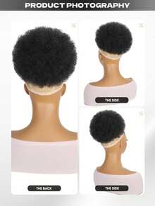 Perucă sintetică creț Afro, cu coadă de cal, cu extensii, fibră de înaltă temperatură, cu onduleuri scurte, cu șnur, Afro Puff, pentru femei, folosită zilnic, pentru petreceri, cosplay și cadouri de Anul Nou, negru, cafea, maro, roz, albastru, colorat, păr - Multicolor - Vizualizare 5