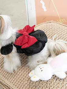 1件 LANGXINGCS 宠物连衣裙，红色蝴蝶结狗狗裙，可爱优雅薄纱猫咪连衣裙，宠物公主裙，适合中小型猫狗