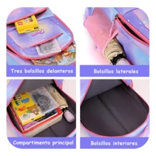 Mochila Escolar Niña Estilo Galaxia Iridiscente + Mochila Infantil Ligera Resistente + Mochila Primaria con Diseño Estrellas y Arcoíris + Mochila Niña 6-12 Años Material PU Brillante + Capacidad A4 + Correas Hombro Transpirables de Malla + Bolsillos Múltiples Organizador + Mochila Escolar Impermeable Ligera + Estilo Unicornio Pastel Rosa Morado + Mochila Infantil para Regreso a Clases + Compartimentos Principales y Laterales + Correas Ajustables + Mochila Niña Estilo Kawaii Brillante + Ideal Primaria Secundaria + Mochila Escolar con Estética Holográfica - Negro - Ver 5