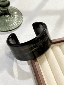 1件装女士时尚开口手镯扎染树脂C形手链，复古个性配饰，适合日常佩戴 - 樹脂C形開口手鐲 - 查看 14