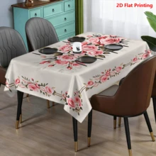 1/20 piezas Mantel de primavera, patrón de rosa floral, material de poliéster, adecuado para el hogar, la cocina, la fiesta al aire libre en el jardín, un gran regalo e ideal para la decoración del hogar y la decoración de primavera - Multicolor - Ver 16