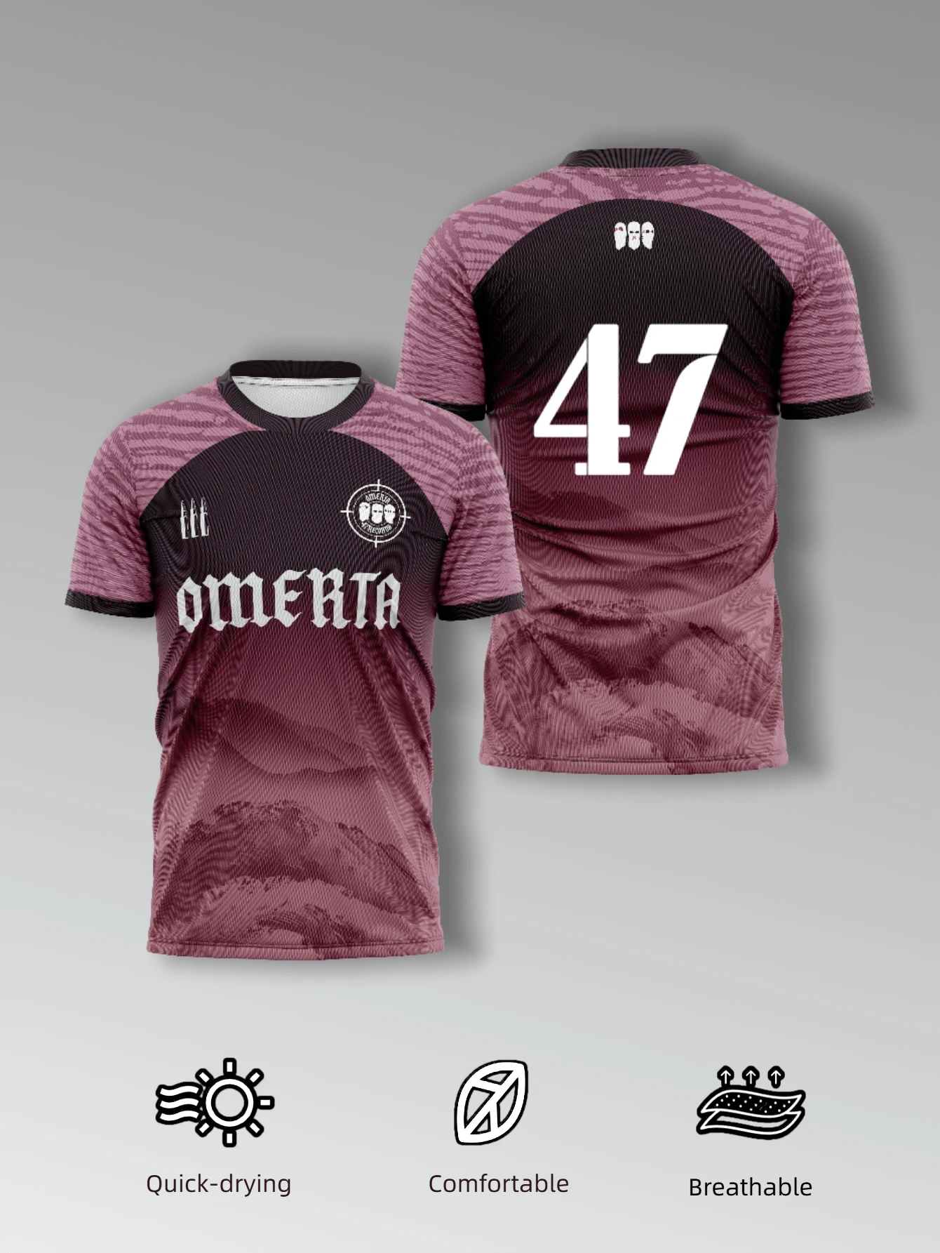 KOVSEE Men's Purple OMERTA Boxing Jersey - Moisture-Wicking Breathable Fabric, Size 47. Fan Edition Training Top Suitable For Football, Fitness And Casual Wear. - Purple - View 1