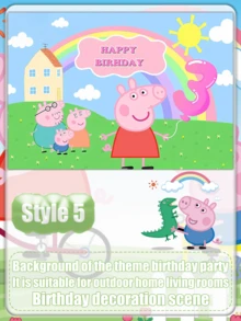 Pano de Bottom de Aniversário com Tema Cartoon Peppa Pig, Decoração de Bottom de Festa com Tema Cartoon - Multicolorido - Visão 14