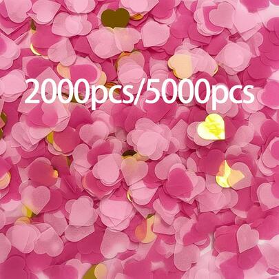 2000/5000pcs Heart-Shaped Paper Confetti, Multi-Color Paper Heart Shaped Gift Packaging Filler Decor, Suitable For Valentine's Day, Graduation Ceremony, Celebration Events, Wedding Decoration