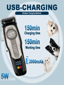 LQT Electric Dog Grooming Kit | Home Dog Grooming Clipper | Low Noise & Vibration, Skin-Friendly | Trims Paw, Face & Full Body Hair | Includes Pet Nail Clipper | Beginner-Friendly Set, Must-Have For Pet Owners At Christmas - Silver - View 4