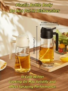 1pc White Plastic High Capacity Oil Sprayer, Multi-Functional Oil Sprayer, Spray-Pour Dual Use Oil Sprayer, Baking Dedicated Oil Sprayer, Transparent Oil Sprayer With Measurement Scale, Reusable Oil Sprayer, Liquid Capacity Visible Design, Uniform Spraying, No Leakage, Suitable For Outdoor Barbecue, Salad Making, Baking, Kitchen Cooking, Kitchen Gadget, Barbecue Accessory, Salad Making Tool, Baking Tool, Kitchen Accessory, Mother's Day Gift, Father's Day Gift - Not Dishwasher - Multicolor - View 3