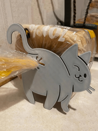Klips do chleba dla kota drukowany w 3D – uroczy klips do chleba w kształcie kota – kreatywne narzędzie kuchenne dla miłośników kotów – wyjątkowy prezent do wystroju domu