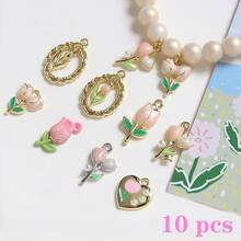 Fashionable, Cute, Charming & Elegant Tulip Flower Decor Pendant DIY Bracelet Necklace Earring Accessories, Bag Charm DIY Supplies - Multicolor - View 8