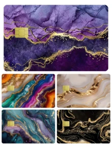 1张大理石纹信用卡贴纸，奢华宝石装饰，防指纹PVC材质，经久耐用，防刮擦，男女通用，情侣适用，可用于身份证、银行卡、信用卡、交通卡、学生证等DIY卡片。