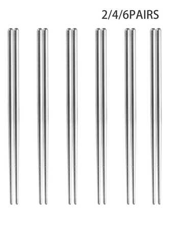 2/4/6 st ätpinnar i rostfritt stål lämpliga för nudlar, sushi, grönsaker etc.
