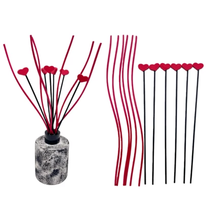 Valentine's Day Red Reed Sticks Set, 12pcs Flexible Fiber Sticks Curved Natural Reeds, No Replacement Needed Perfect Gift For Valentine's Day, Floral Arrangements&Studio Decor
