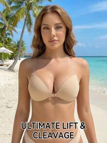 2 Packs Invisible Adhesive Bras – Strapless Silicone Push-Up Bra Cups, Suitable For Backless Dresses, Breathable Self-Adhesive Lifting Pads, Reusable, Skin-Friendly Self-Adhesive Lifting Bra, Invisible Non-Slip Reusable Adhesive Bra, New Style Lifting Invisible Silicone Bra With Straps. - Multicolor - View 4