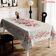 1/20 piezas Mantel de primavera, patrón de rosa floral, material de poliéster, adecuado para el hogar, la cocina, la fiesta al aire libre en el jardín, un gran regalo e ideal para la decoración del hogar y la decoración de primavera - Multicolor - Ver 4