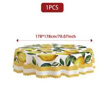 1pc/36pcs Lemon & Floral Pattern Wrinkle-Resistant Tablecloth, Embossed Edge, Rectangular/Round, Multiple Sizes, Polyester Fabric, Indoor Dining/Outdoor Party - Yellow - View 13