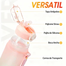 YC-HOGAR Botella de Agua 1L Moda Deportes Al Aire Libre Antifugas Viaje Portátil Hidratación Taza Libre de BPA Duradera Ligera Ecológica Aventura Fitness - Rosa Pálido - Ver 2