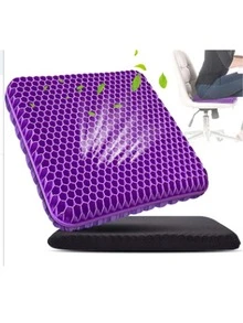 舒适透气蓝色凝胶坐垫，加厚蜂窝设计有效吸收压力，双层加厚办公椅垫，适用于办公椅、家用、汽车和轮椅，蜂窝设计透气材质
