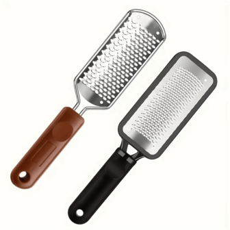 2 件装足部锉刀 足部磨砂器 脚跟锉刀 修脚工具 去茧器 不锈钢足部刮刀 去除死皮