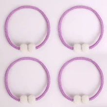 4 件磁性窗帘系带，带仿珍珠装饰 - 经典涤纶绳窗帘钩，适用于客厅、卧室、厨房、酒店、宿舍、学校的家居装饰