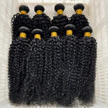 BINF Cabello humano brasileño (cabello Remy, rizado y crespo), 3 paquetes con cierre frontal de encaje HD 13x4 4x4, color de cabello natural, ideal para festivales, feriados, bodas y uso diario. - Natural Black - Ver 5