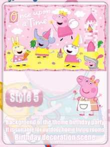 Peppa Pig Pano de Bottom com Tema de Porco Cartoon para Aniversário, Faixa de Bottom Feliz de Aniversário, Itens de Decoração para Festa de Aniversário - Multicolorido - Visão 15