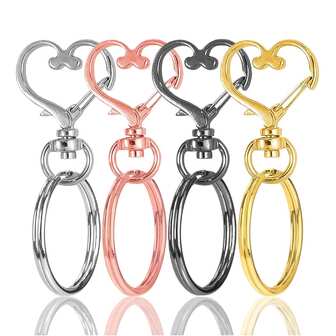 36 pièces Ensemble de porte-clés en forme de cœur, comprenant 18 pièces de porte-clés mousqueton en forme de cœur en métal à ressort et 18 pièces d'anneaux porte-clés en métal, convenant pour les accessoires de sac DIY, les figurines, les laisses, l'artisanat, les cadeaux créatifs, la bijouterie, l'utilisation multi-occasions (4 options de couleur)