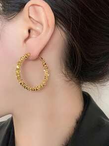 Minimalist Rhinestone Earrings, Geometric Cubic Zirconia Earrings, Exaggerated Hoop Earrings, Personalized Earrings, Suitable For Eid Al-Fitr - Diamond Earrings - View 6