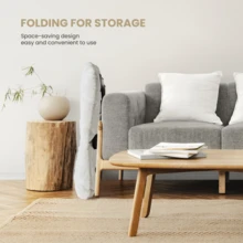 Saucer Chair For Adults, Teens, Faux Fur XL Circle Chair For Bedroom, Dorm & Gaming, Foldable Comfy Accent Seat For Small Spaces, Oversized Style Thick Padded Meatal Frame - 白色 - 查看 4