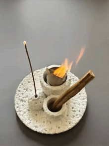 1pc Resin Incense Holder - 4-In-1 Multifunctional, Suitable For Sage, Palo Santo, Incense Sticks, Candles And Crystals, Great For Decor (Incense Not Included) - Multicolor - View 3