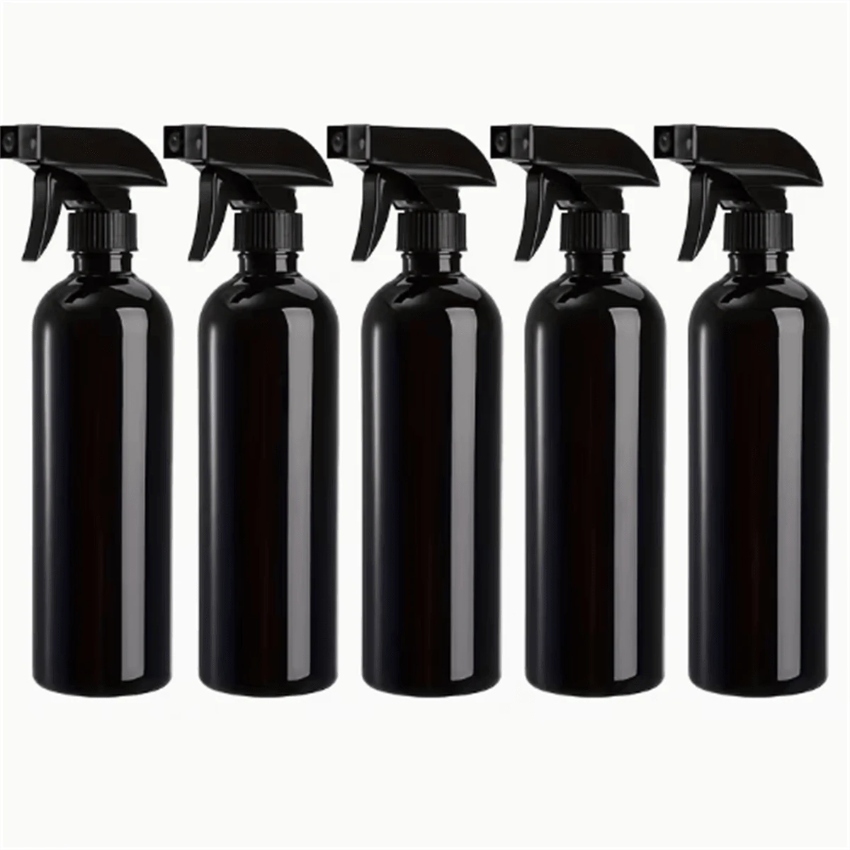 Black Reusable Spray Bottle With Cap, Featuring Fine And Coarse Mist Nozzles, Ideal For Home Cleaning. This Glossy Black Garden Spray Bottle Has A Flat Shoulder Design, Suitable For Alcohol, Adhesive Removers, And More. - Black - View 1