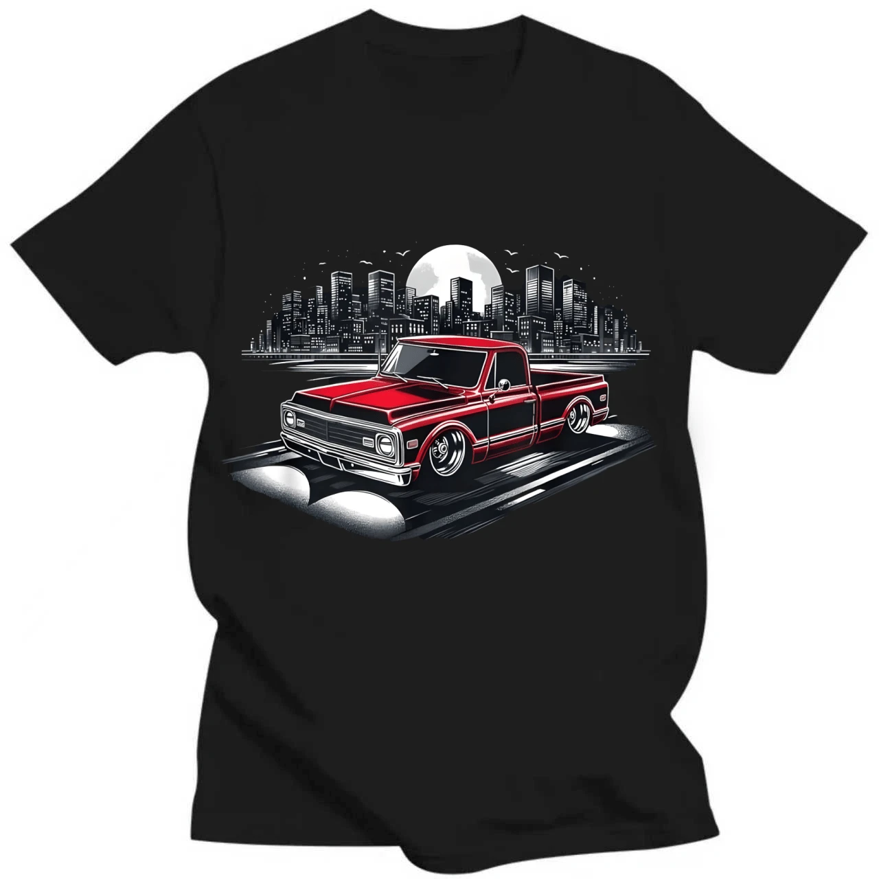 67-72 Classic C10 Pickup Truck Slammed Lowered Airride T-Shirt Ultra - 黑色 - 查看 1