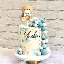 LaVenty Decoración para tarta de oso de lavanda, decoración para tarta de revelación de género, decoración para tarta de oso, decoración para tarta de cumpleaños de revelación de género - Azul - Ver 5