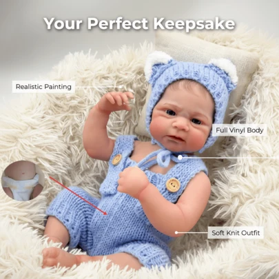 18-tums NPK Elijah Reborn-docka, helmålad, Awake, vinylhelkropp, nyföddstorlek, 3D-hud, synliga vener, samlarkonstdocka, pojke