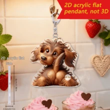 1/3pcs Cute Brown Dog 2D Acrylic Flat Hanging Decor Romantic Puppy Holding Rose Keychains Car Rearview Mirror Dog Lovers Gift Hanging Ornament Handbag Backpack Charm Aesthetic Animal Key Ring Decor Accessories - Multi-color D-shaped Keychain - View 4