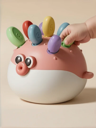 Montessori-leksak med igelkott och pufferfisk, leksak för finmotorikutveckling för småbarn 9-18 månader, 1-3 år gamla pojkar och flickor, pedagogisk present till jul, Halloween, påsk, nyår, födelsedag