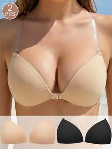 2 Packs Invisible Adhesive Bras – Strapless Silicone Push-Up Bra Cups, Suitable For Backless Dresses, Breathable Self-Adhesive Lifting Pads, Reusable, Skin-Friendly Self-Adhesive Lifting Bra, Invisible Non-Slip Reusable Adhesive Bra, New Style Lifting Invisible Silicone Bra With Straps. - Multicolor - View 10