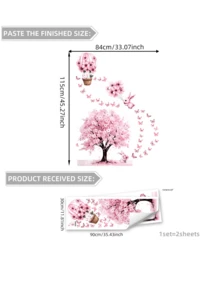 1件卡通粉色兔子、树、蝴蝶墙贴，可移除哑光自粘墙贴，适用于客厅、卧室、儿童房、家居装饰、春季装饰、生日礼物、毕业礼物 - 彩色 - 查看 8