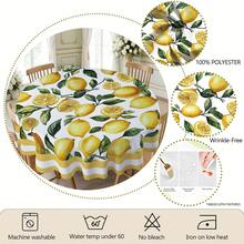 1pc/36pcs Lemon & Floral Pattern Wrinkle-Resistant Tablecloth, Embossed Edge, Rectangular/Round, Multiple Sizes, Polyester Fabric, Indoor Dining/Outdoor Party - Yellow - View 5