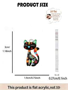 2件套时尚可爱卡通猫咪设计2D亚克力吊坠耳环，百搭女士配饰，适合日常佩戴、节日和派对场合。 - style 1 - 查看 5